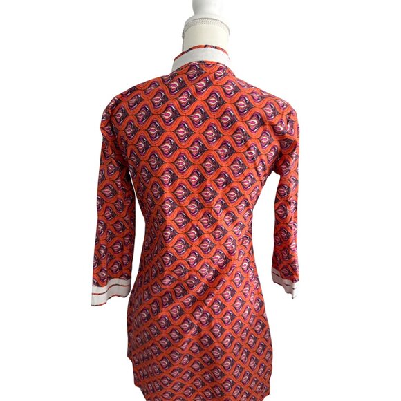 LAUREN GOLD Resort Orange Patterned Tunic Dress Size 4 NEW NWOT - Picture 4 of 10